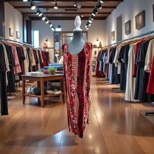 Sag Harbor Red and White Patterned Dress